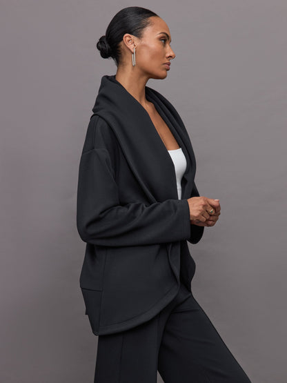 Carbon38 | Knit Cocoon Cardigan in Interlock - Black