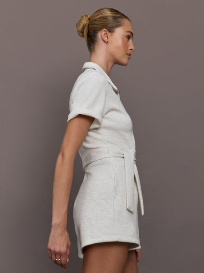 Carbon38 | Short Romper in Interlock - Moonbeam Heather