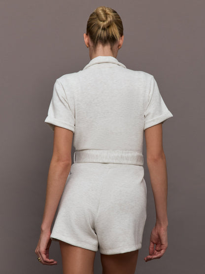 Carbon38 | Short Romper in Interlock - Moonbeam Heather