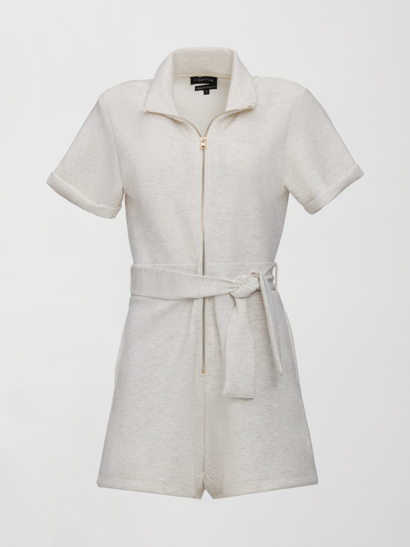 Carbon38 | Short Romper in Interlock - Moonbeam Heather