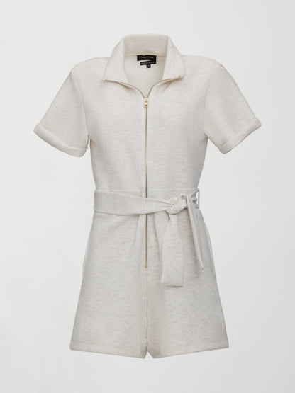 Carbon38 | Short Romper in Interlock - Moonbeam Heather