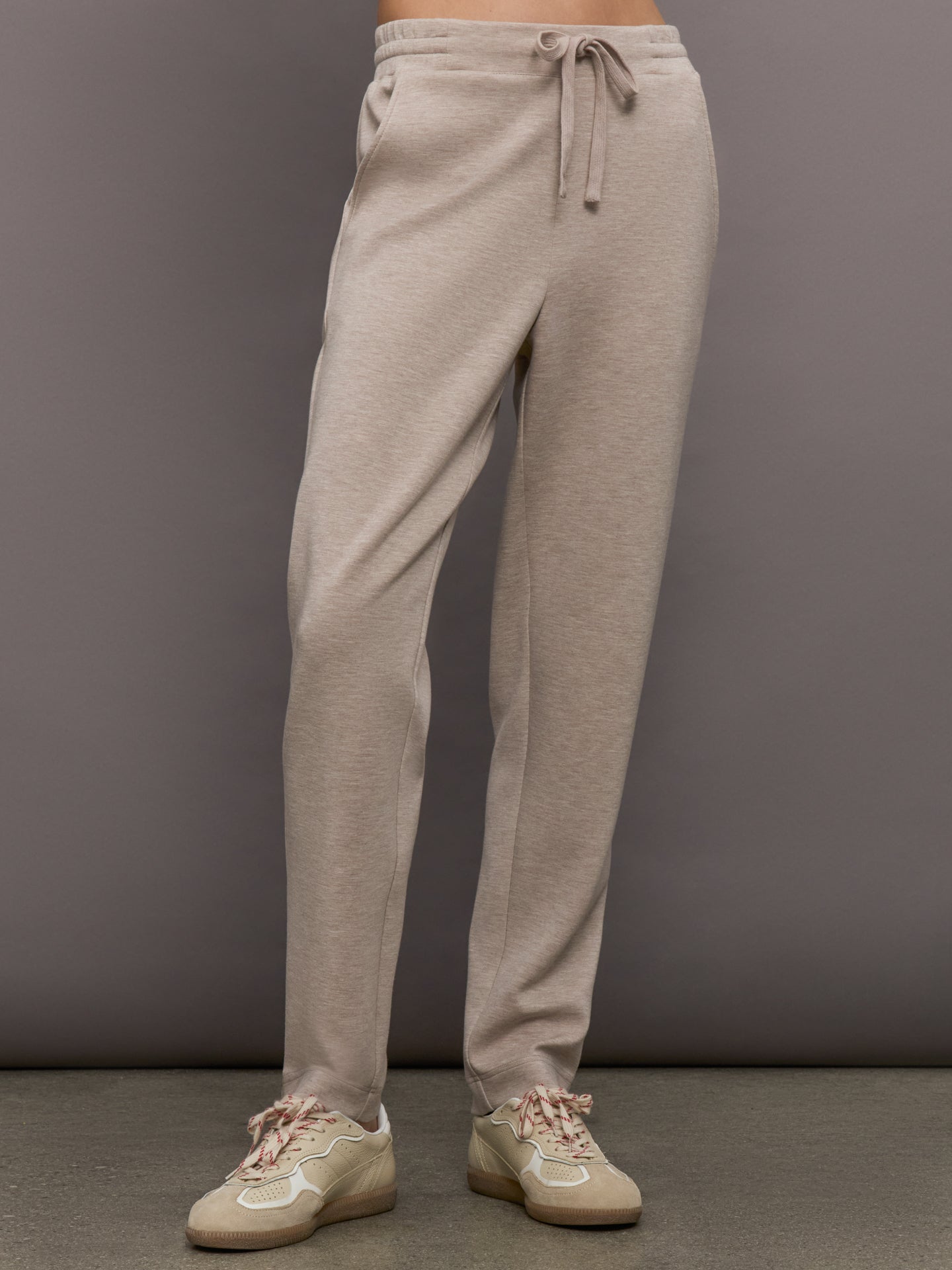 Carbon38 | Tapered Leg Jogger in Interlock - Taupe Heather