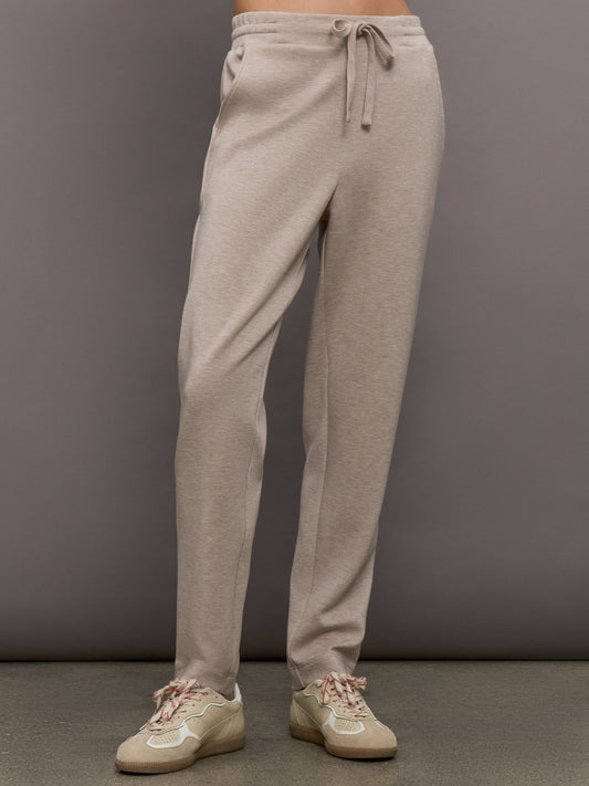 Carbon38 | Tapered Leg Jogger in Interlock - Taupe Heather