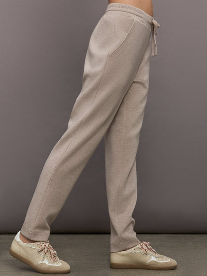 Carbon38 | Tapered Leg Jogger in Interlock - Taupe Heather