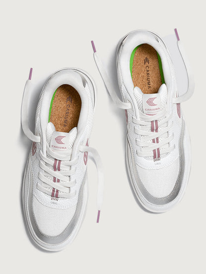 Carbon38 | Uba Premium Leather & Mesh - White/ Metallic Silver Blush Pink