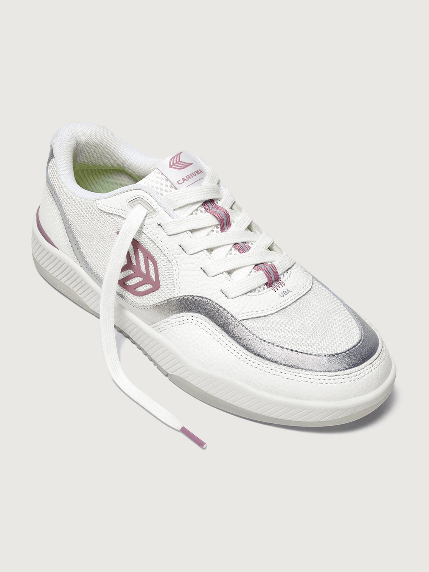 Carbon38 | Uba Premium Leather & Mesh - White/ Metallic Silver Blush Pink