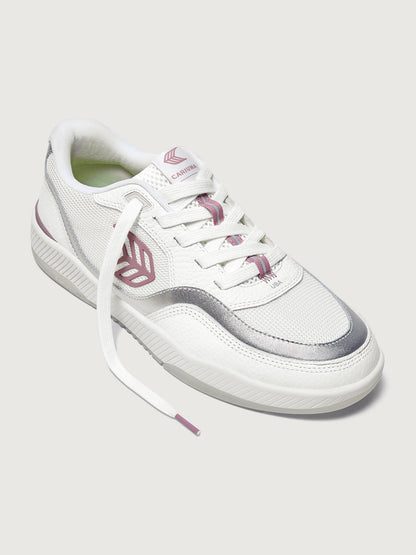 Carbon38 | Uba Premium Leather & Mesh - White/ Metallic Silver Blush Pink