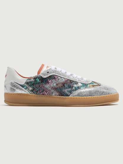 Carbon38 | Alice Sneaker - Silver/Fabric Multi Turquoise