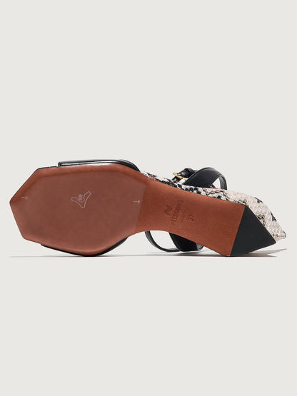 Carbon38 | Sicilia Leather - Black Leather/ Raschel Wave