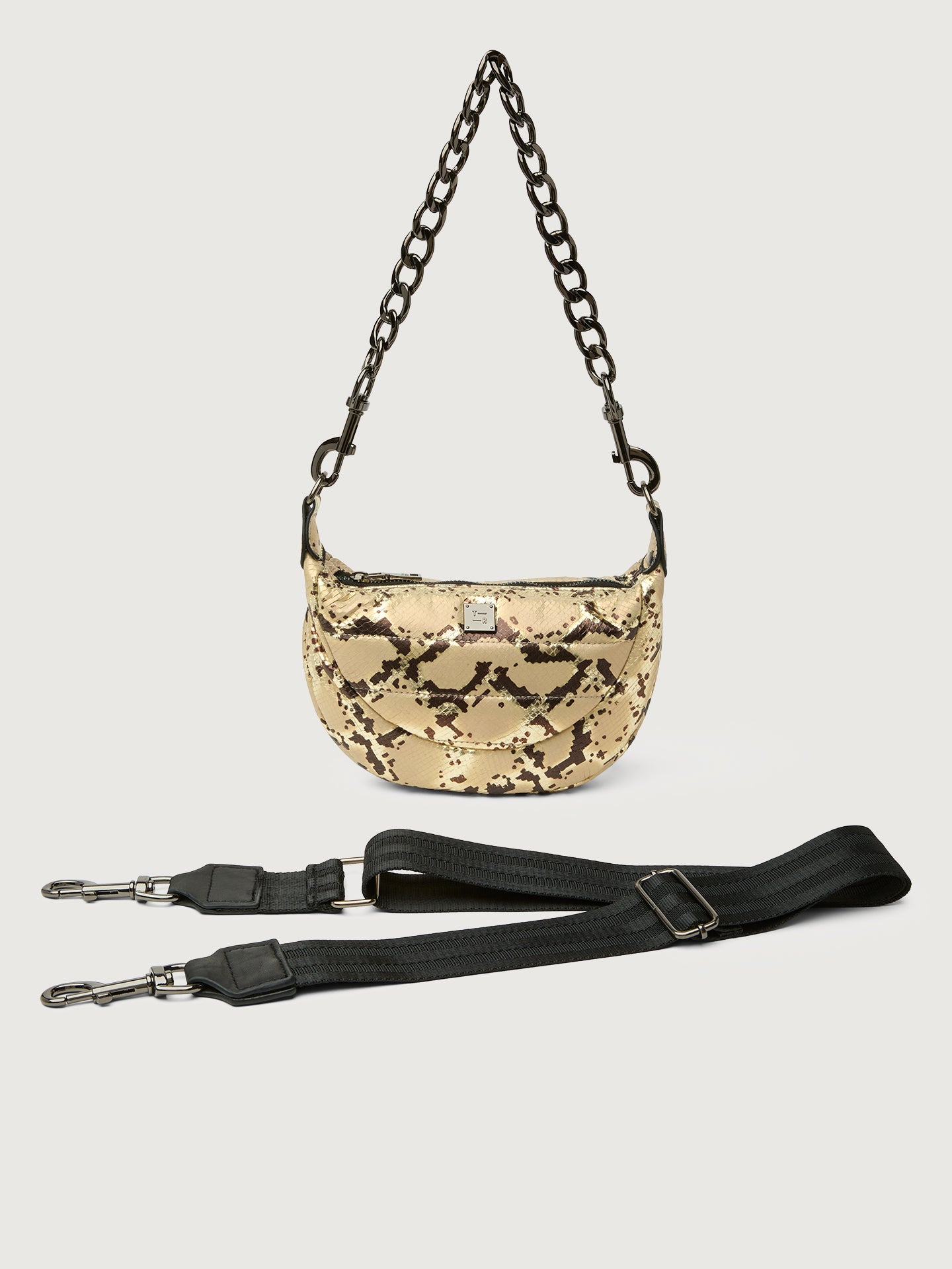 Carbon38 | Tiny Dancer - Python Luxe Black/Black web Gunmetal Hardware