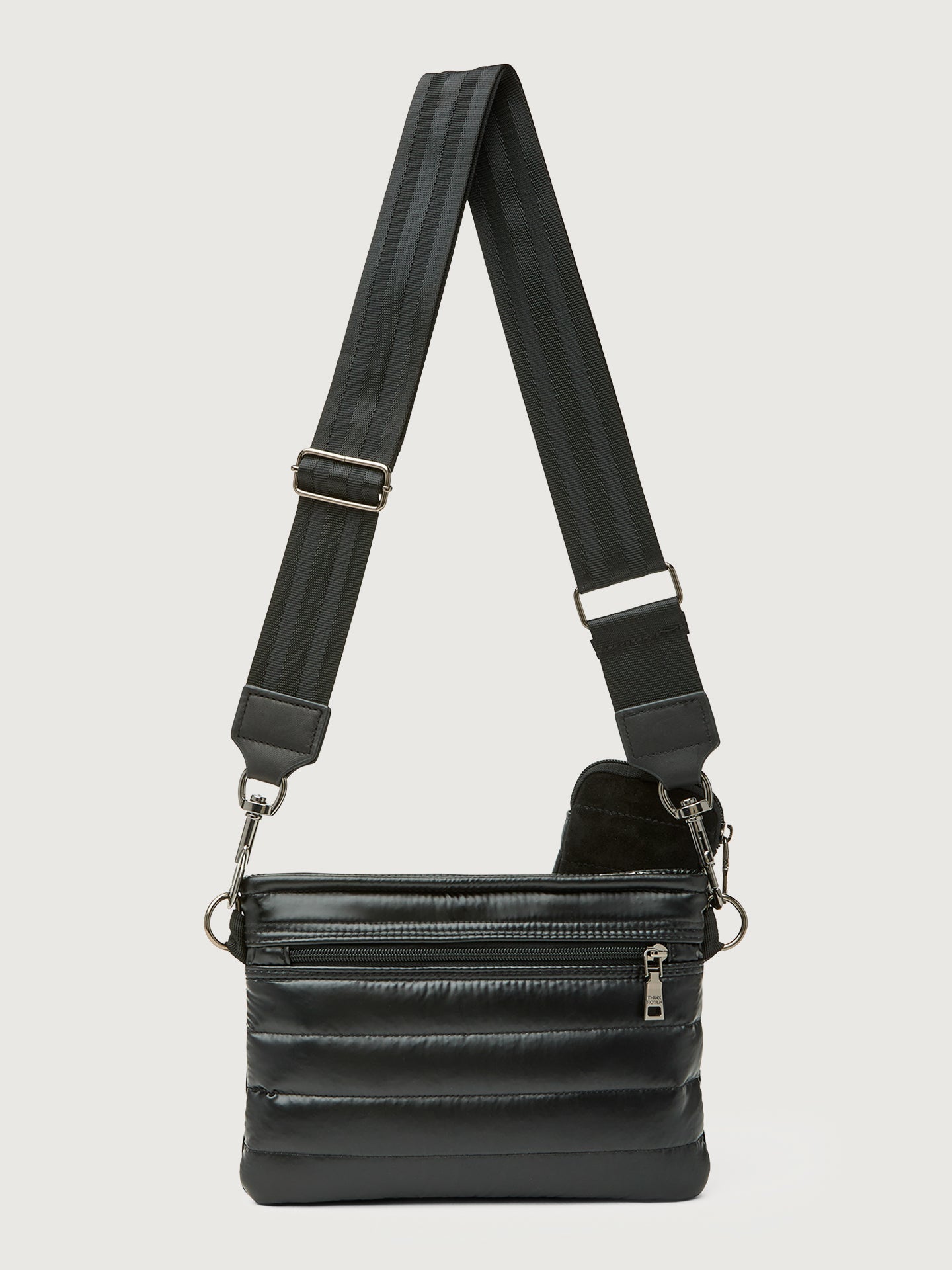 Carbon38 | Downtown Crossbody - Black Suede & Pearl Black/Black Web Gunmetal Hard