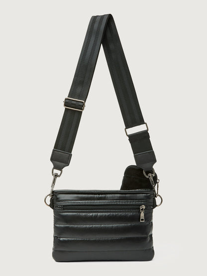 Carbon38 | Downtown Crossbody - Black Suede & Pearl Black/Black Web Gunmetal Hard