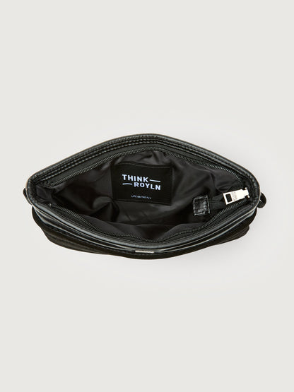 Carbon38 | Downtown Crossbody - Black Suede & Pearl Black/Black Web Gunmetal Hard