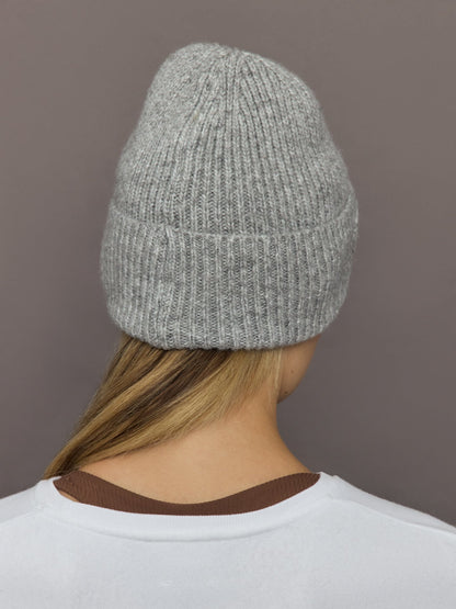Carbon38 | Love Embroidered Knit Hat - Light Grey