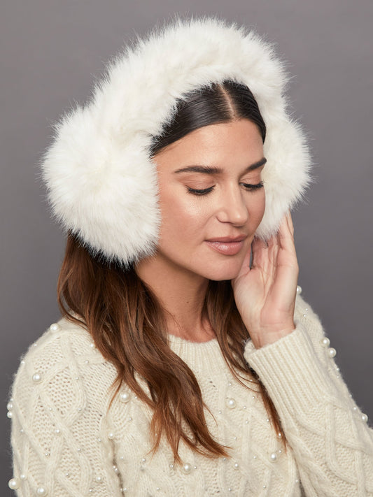 Carbon38 | Faux Long Hair Fur Earmuffs - Ivory