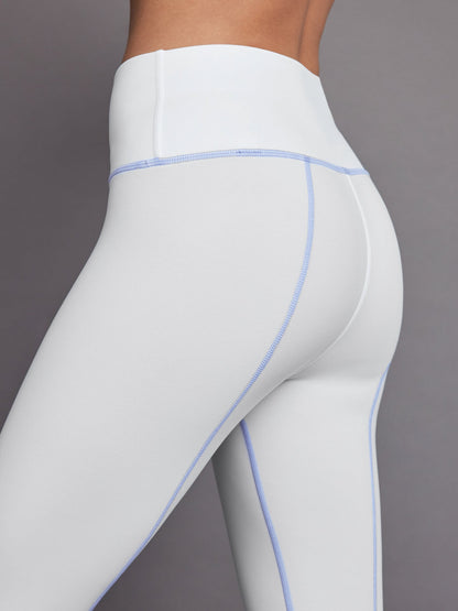 Carbon38 | High Rise Fleece Back Seam Legging - White