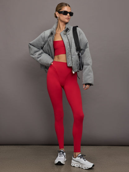 Carbon38 | Spliced Colorblock Shine Legging in Melt - Crimson Red