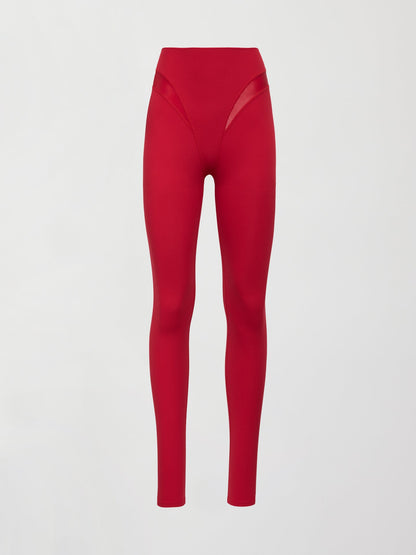 Carbon38 | Spliced Colorblock Shine Legging in Melt - Crimson Red
