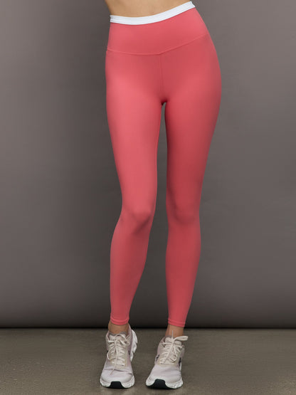 Carbon38 | Contrast Waistband Legging in Melt - Rosewood / White