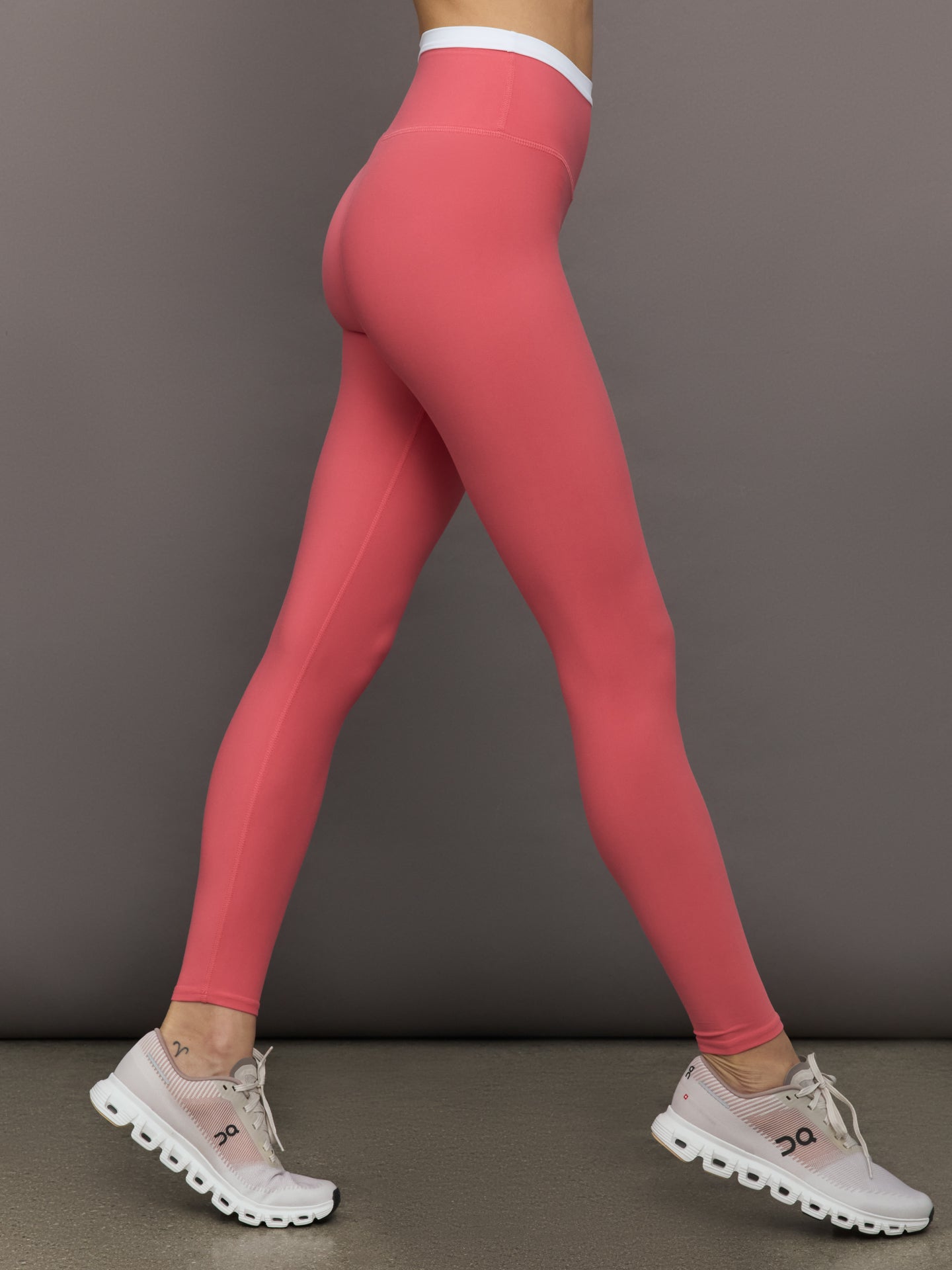 Carbon38 | Contrast Waistband Legging in Melt - Rosewood / White