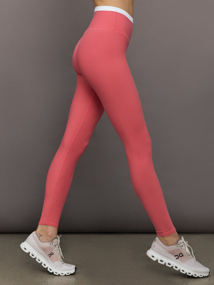 Carbon38 | Contrast Waistband Legging in Melt - Rosewood / White