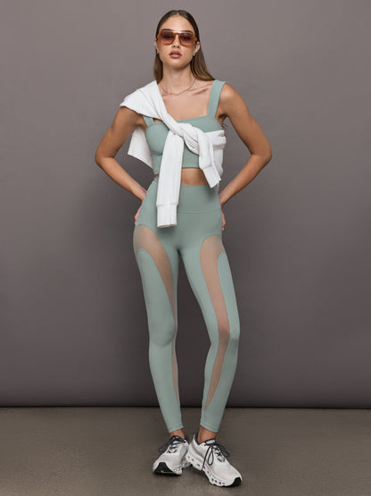 Carbon38 | Sheer Spliced Legging in Melt - Sage