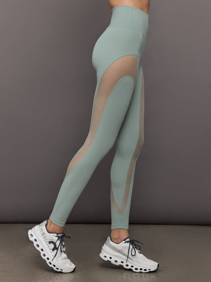 Carbon38 | Sheer Spliced Legging in Melt - Sage