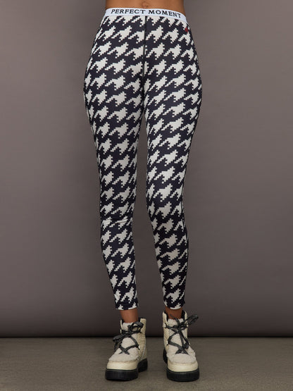 Carbon38 | Printed Base Layer Leggings - B&W Houndstooth