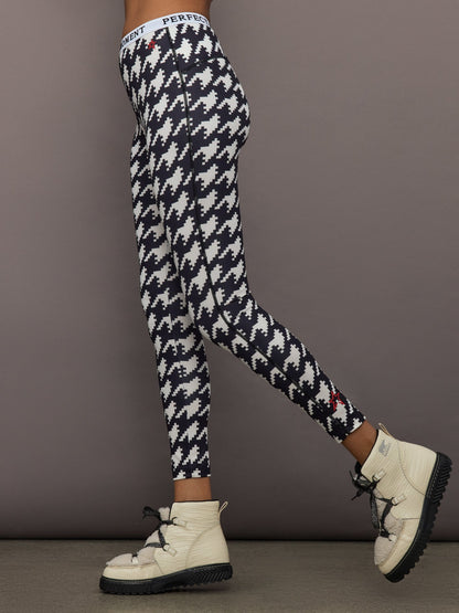 Carbon38 | Printed Base Layer Leggings - B&W Houndstooth