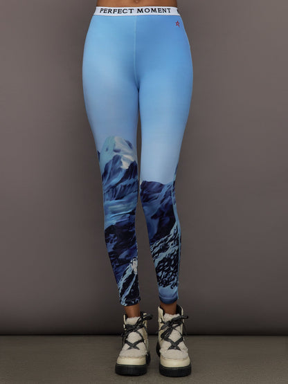 Carbon38 | Printed Base Layer Leggings - Ski Lift Blue
