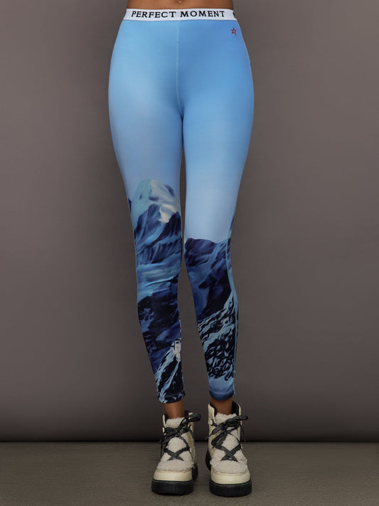 Carbon38 | Printed Base Layer Leggings - Ski Lift Blue