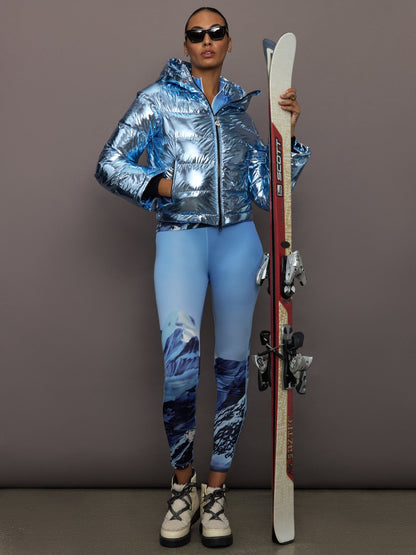 Carbon38 | Printed Base Layer Leggings - Ski Lift Blue