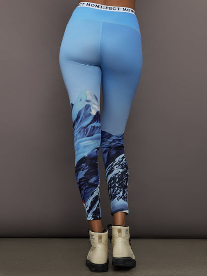 Carbon38 | Printed Base Layer Leggings - Ski Lift Blue