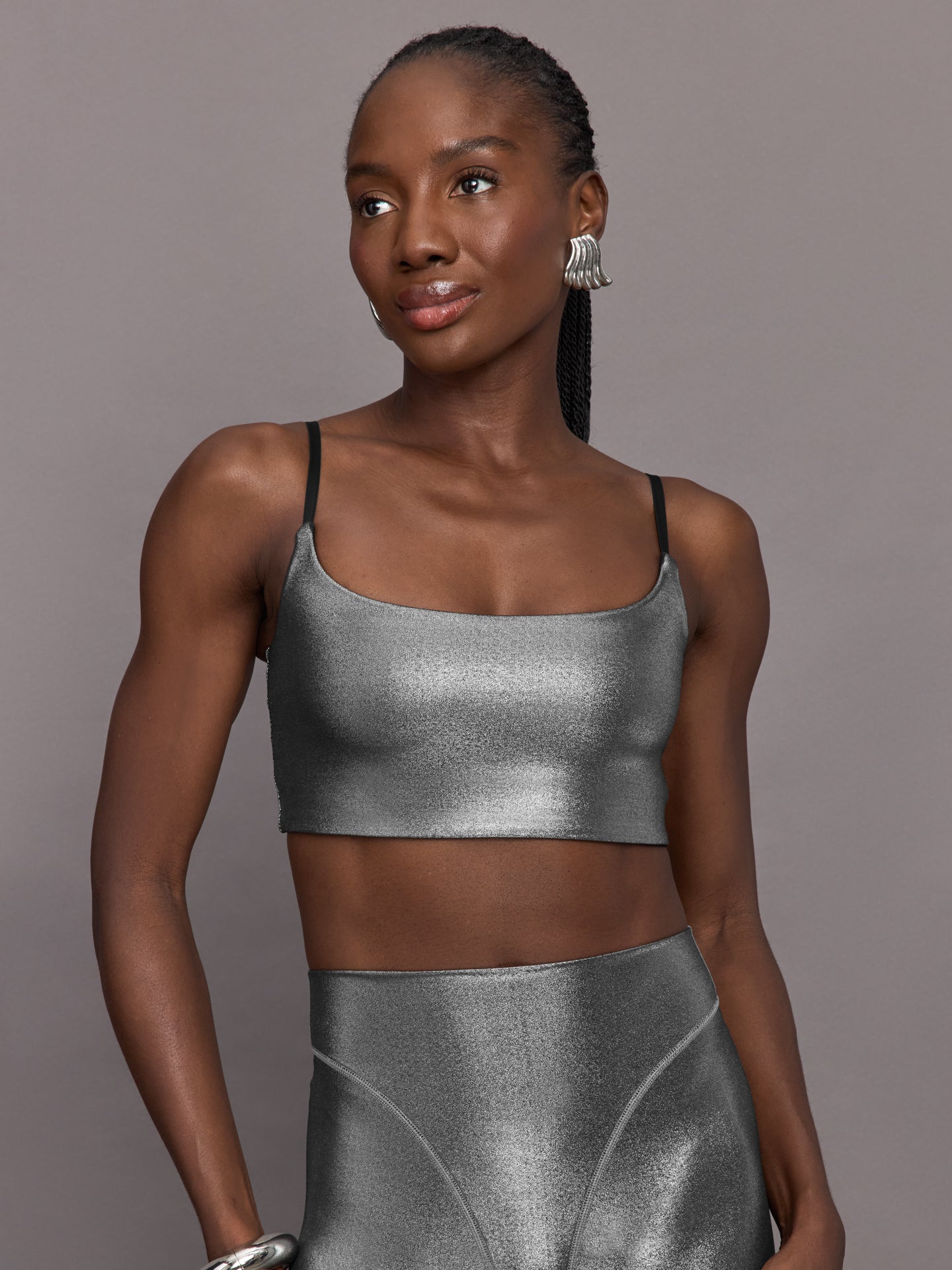 Carbon38 | Liquid Metallic Scoop Bra - Metallic Silver