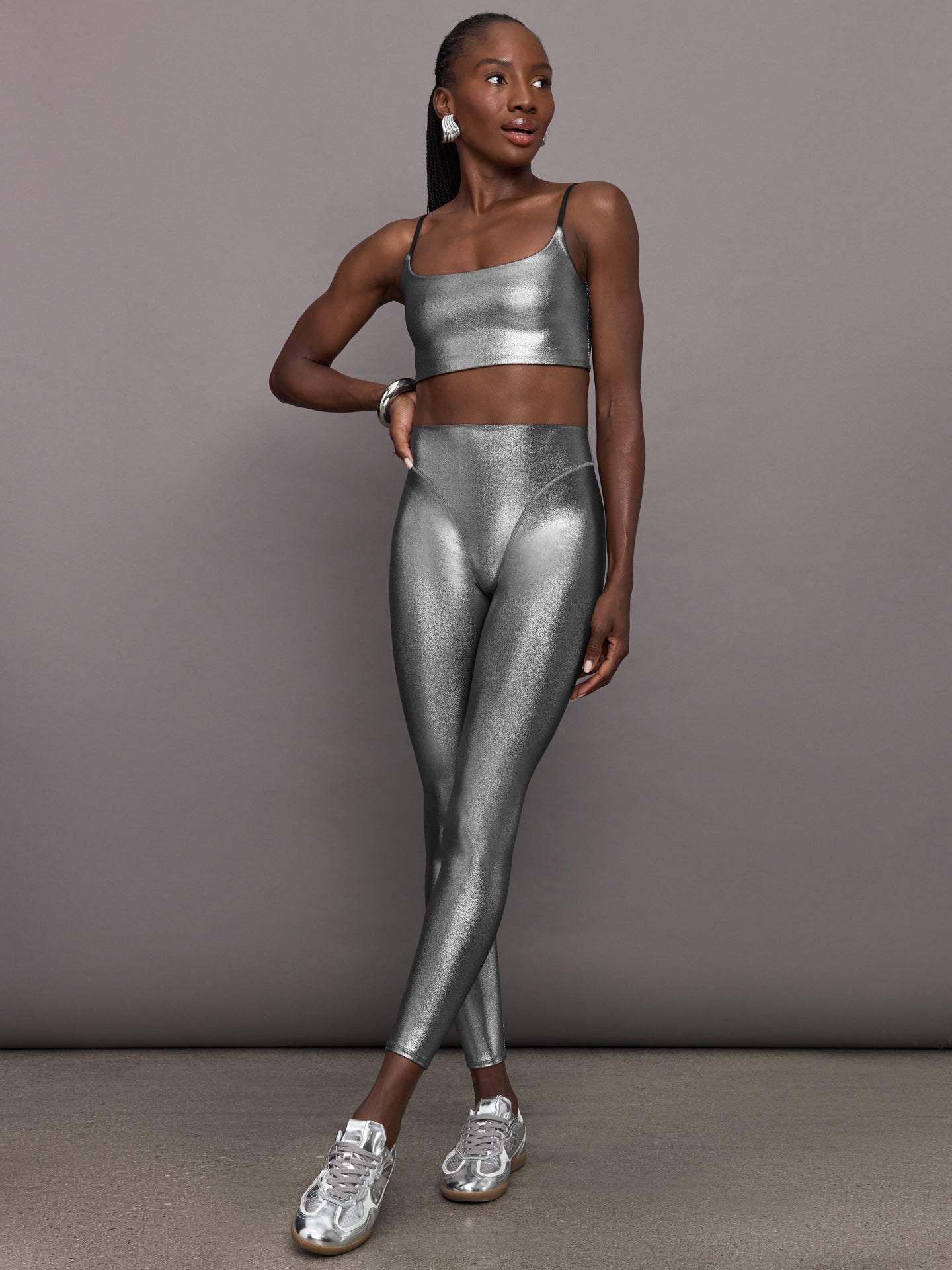 Carbon38 | Liquid Metallic Scoop Bra - Metallic Silver