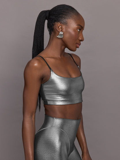 Carbon38 | Liquid Metallic Scoop Bra - Metallic Silver