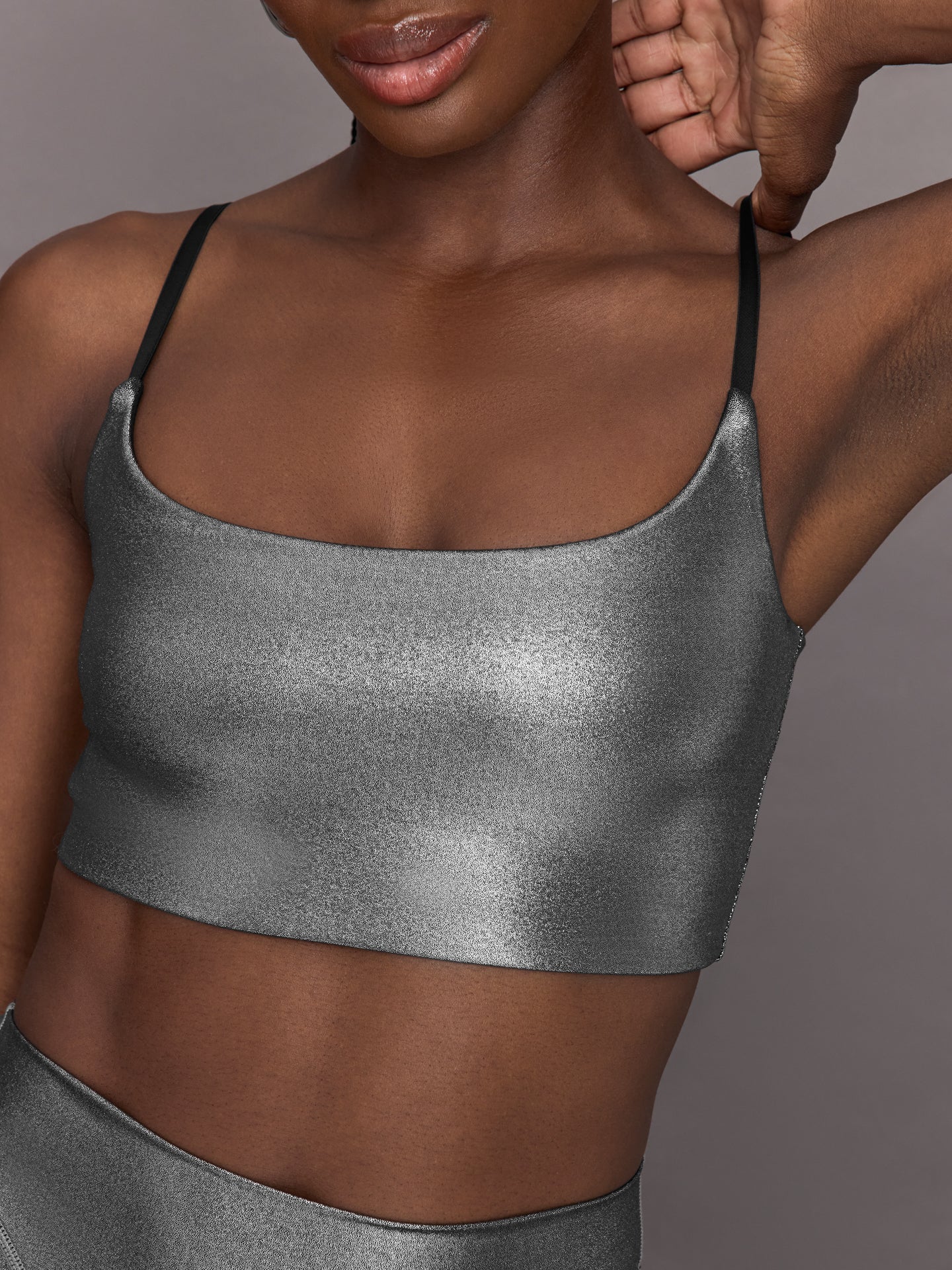 Carbon38 | Liquid Metallic Scoop Bra - Metallic Silver