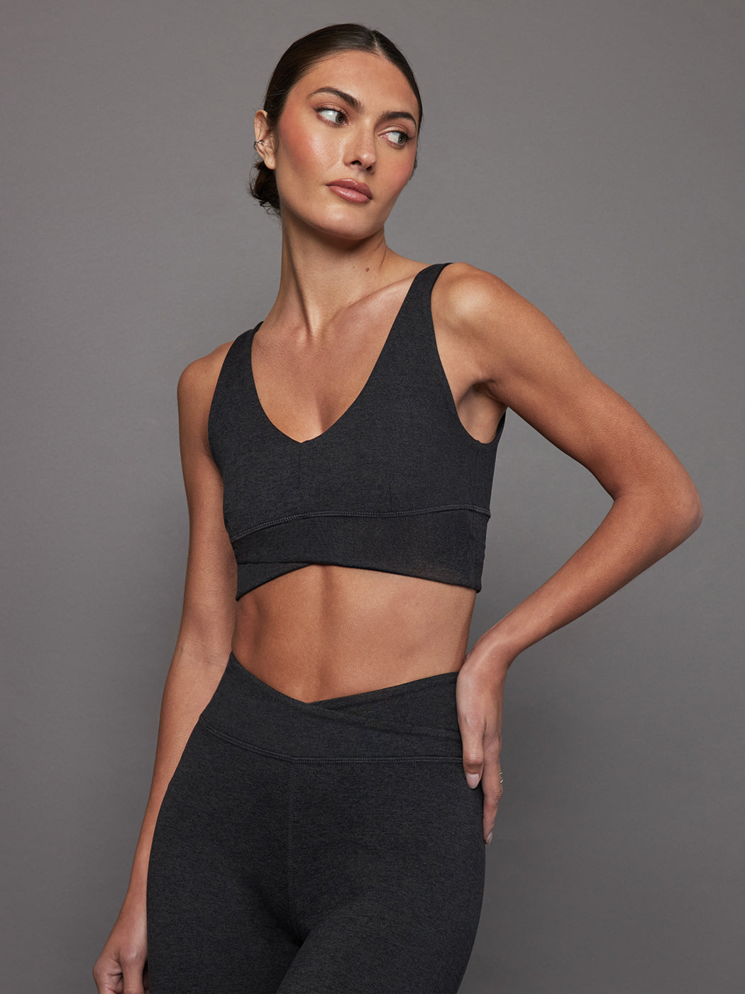 Carbon38 | Wrap Bra in Heather Melt - Charcoal Heather