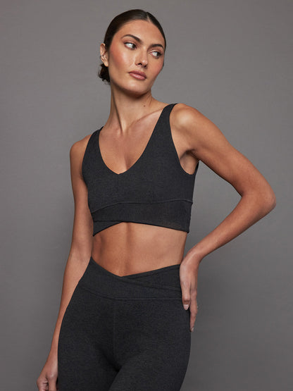 Carbon38 | Wrap Bra in Heather Melt - Charcoal Heather