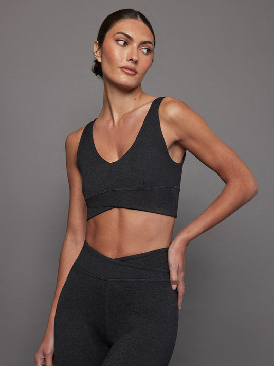 Carbon38 | Wrap Bra in Heather Melt - Charcoal Heather