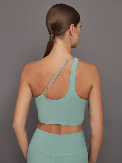 Carbon38 | One Shoulder Convertible Bra Top in Melt - Granite Green