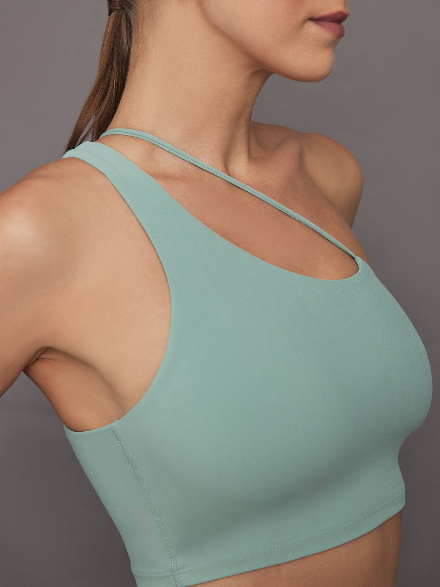 Carbon38 | One Shoulder Convertible Bra Top in Melt - Granite Green