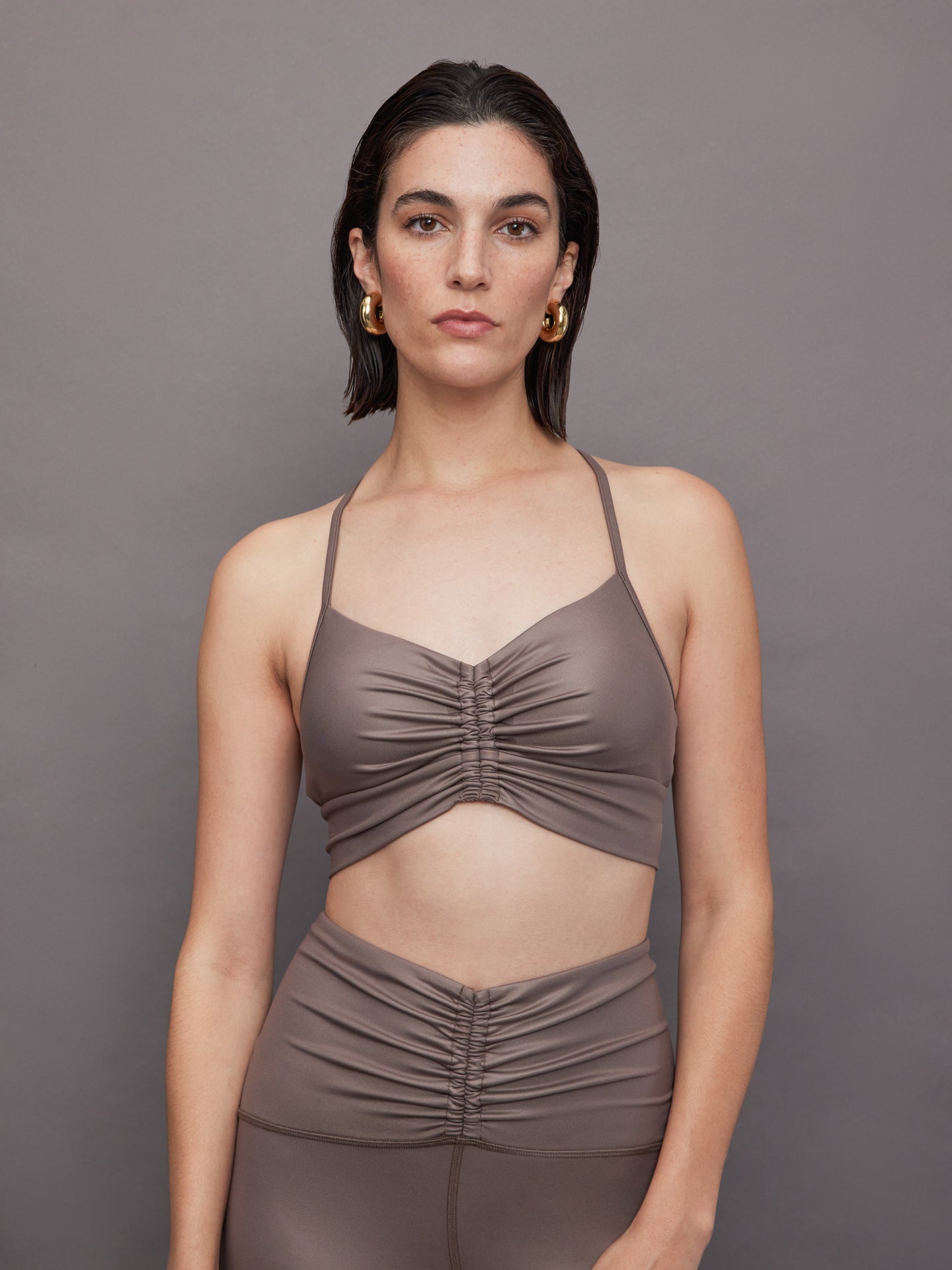Carbon38 | Palma Gloss Longline Bra - Bronzed Pewter