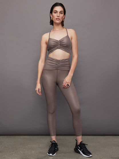 Carbon38 | Palma Gloss Longline Bra - Bronzed Pewter