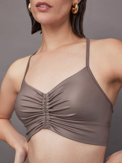 Carbon38 | Palma Gloss Longline Bra - Bronzed Pewter