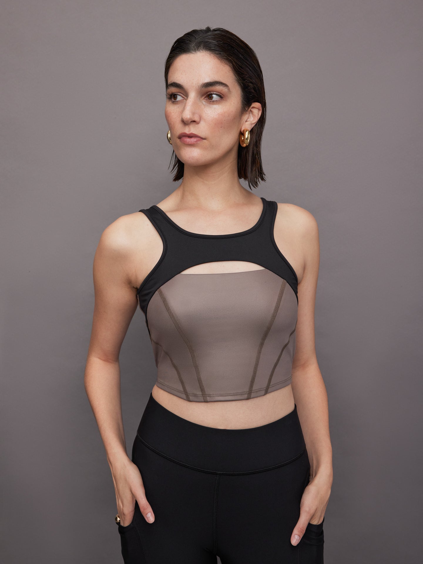 Carbon38 | Fusion Gloss Bustier - Bronzed Pewter/ Black