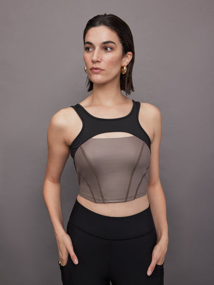 Carbon38 | Fusion Gloss Bustier - Bronzed Pewter/ Black