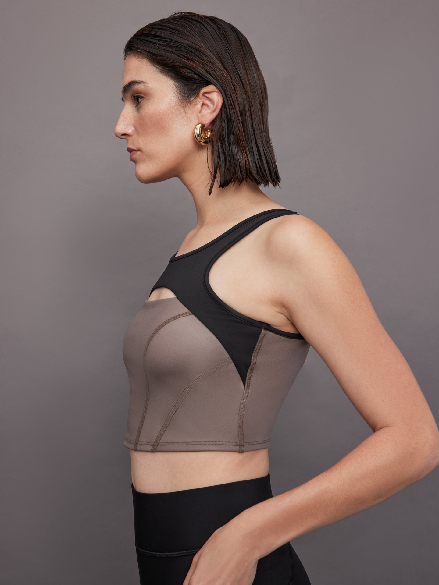 Carbon38 | Fusion Gloss Bustier - Bronzed Pewter/ Black