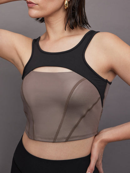 Carbon38 | Fusion Gloss Bustier - Bronzed Pewter/ Black
