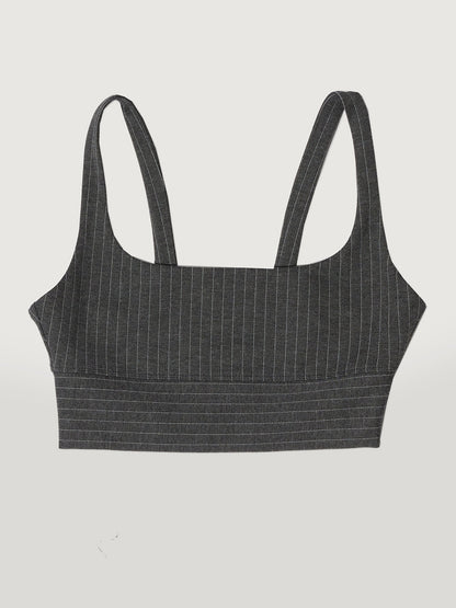 Carbon38 | Pinstripe Bra - Charcoal